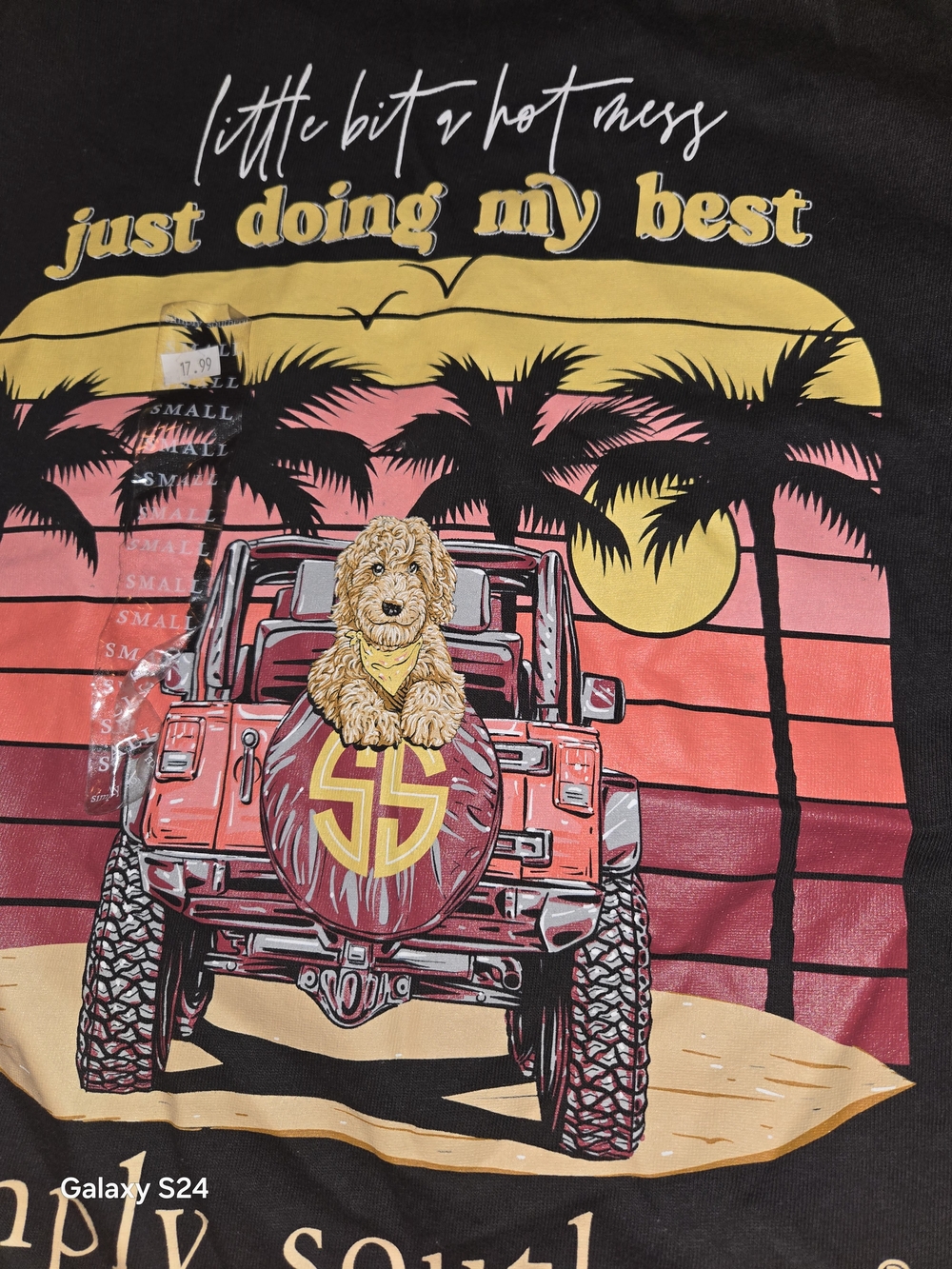 Simply Southern 'Just Doing My Best' Dog Jeep Tee Womens S New - Picture 2 of 4